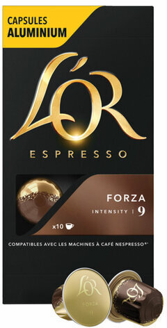 Кофе в алюминиевых капсулах L'OR "Espresso Forza" для кофемашин Nespresso, 10 порций, 4028605