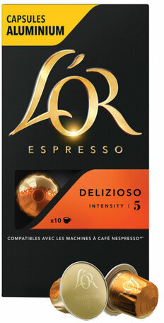 Кофе в алюминиевых капсулах L'OR "Espresso Delizioso" для кофемашин Nespresso, 10 порций, 4028608