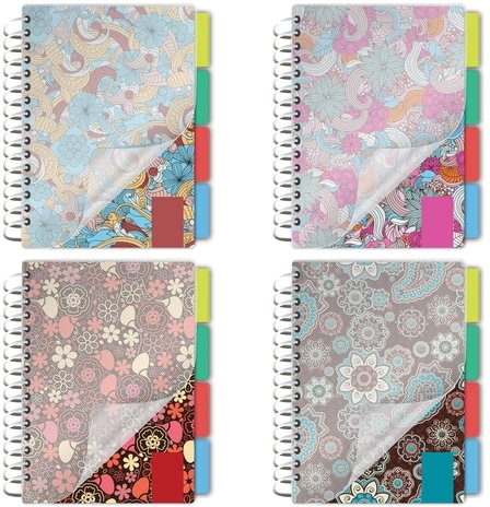 Блокнот МАЛЫЙ ФОРМАТ (115х152 мм) А6, 150 л., гребень сбоку, пластиковая обложка, 4 разделителя, клетка, BRAUBERG, "Кружево", 125389