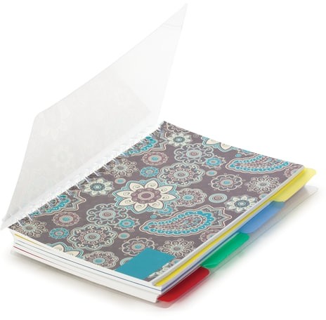 Блокнот МАЛЫЙ ФОРМАТ (115х152 мм) А6, 150 л., гребень сбоку, пластиковая обложка, 4 разделителя, клетка, BRAUBERG, "Кружево", 125389