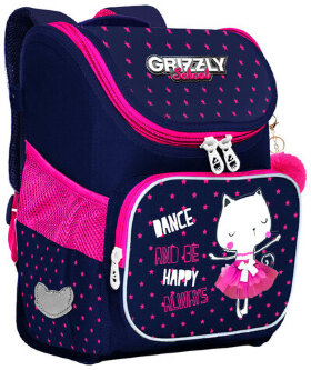 Ранец GRIZZLY эргономичная спинка, с брелоком, для девочек, &quot;HAPPY ALWAYS&quot;, 35х26х16 см, RAl-294-1/1