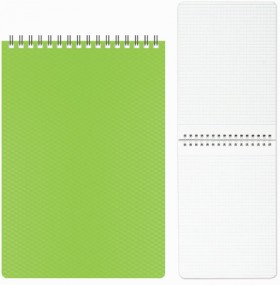 Блокнот А5 (145х205 мм), 80 л., гребень, пластиковая обложка, клетка, HATBER, &quot;DIAMOND&quot;, зеленый, 80Б5B1гр, B165652