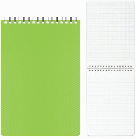 Блокнот А5 (145х205 мм), 80 л., гребень, пластиковая обложка, клетка, HATBER, "DIAMOND", зеленый, 80Б5B1гр, B165652