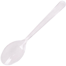 Ложка столовая одноразовая пластиковая 180 мм, прозрачная, КОМПЛЕКТ 50 шт., ЭТАЛОН, БЕЛЫЙ АИСТ, 607835