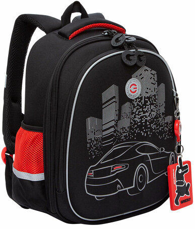 Ранец GRIZZLY анатомическая спинка, c бейджем, для мальчиков, "NIGHT RACE", 36х28х20 см, RAz-287-8/1