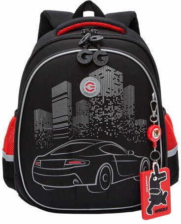 Ранец GRIZZLY анатомическая спинка, c бейджем, для мальчиков, "NIGHT RACE", 36х28х20 см, RAz-287-8/1