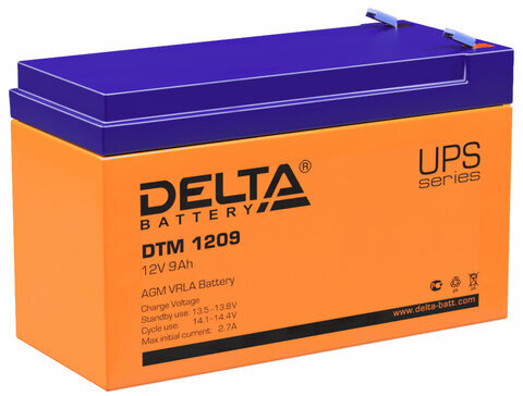 Аккумуляторная батарея для ИБП любых торговых марок, 12 В, 9 Ач, 151х65х94 мм, DELTA, DTM 1209