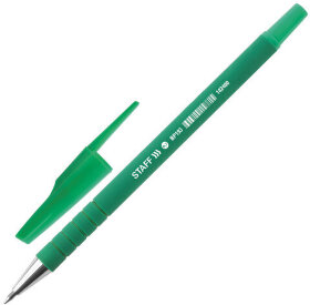 Ручка шариковая STAFF &quot;EVERYDAY&quot; BP-193, ЗЕЛЕНАЯ, корпус прорезиненный зеленый, узел 0,7 мм, линия письма 0,35 мм, 142400