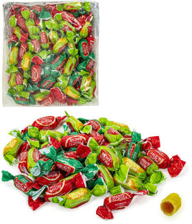 Карамель с желейной начинкой ФРУКТИ-ШОУ, ассорти: арбуз, грейпфрут, клубника с бананом, 500 г, ВК294