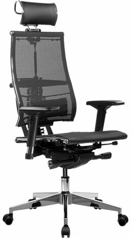 Кресло МЕТТА "YOGA" Y 4DF B2-5D, адаптивная спинка, 3D-подголовник, сверхпрочная сетка, черное