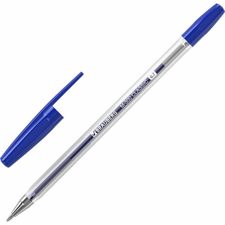 Ручки шариковые BRAUBERG "M-500", НАБОР 4 шт., СИНИЕ, узел 0,7 мм, линия письма 0,35 мм, 143453