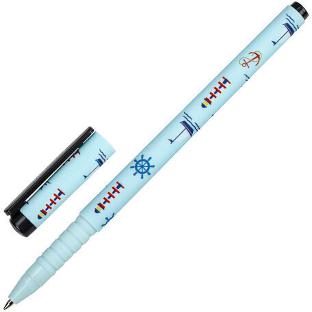 Ручка шариковая BRAUBERG SOFT TOUCH GRIP "NAVY", СИНЯЯ, мягкое покрытие, узел 0,7 мм, 143725