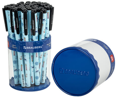 Ручка шариковая BRAUBERG SOFT TOUCH GRIP "NAVY", СИНЯЯ, мягкое покрытие, узел 0,7 мм, 143725