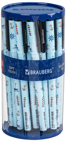 Ручка шариковая BRAUBERG SOFT TOUCH GRIP "NAVY", СИНЯЯ, мягкое покрытие, узел 0,7 мм, 143725