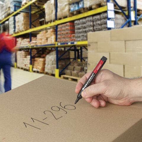 Маркер перманентный (нестираемый) BRAUBERG "Energy", ЧЕРНЫЙ, круглый наконечник, 3 мм, с клипом, 150475