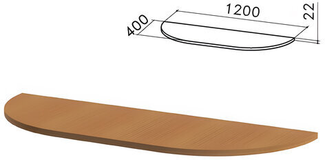 Стол приставной полукруг "Монолит", 1200х400х750 мм, БЕЗ ОПОР (640137), цвет орех гварнери, ПМ39.3