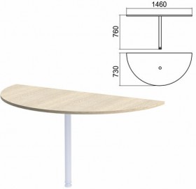 Стол приставной полукруг "Арго", 1460х730 мм, БЕЗ ОПОРЫ, ясень шимо, А-031