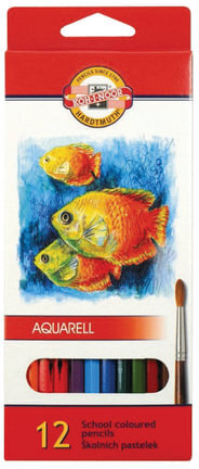 Карандаши цветные акварельные KOH-I-NOOR "Fish", 12 цветов, грифель 3 мм, заточенные, европодвес, 3716012004KS