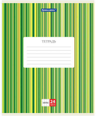 Тетрадь 24 л. BRAUBERG, клетка, обложка картон, ПОЛОСКИ, 401863