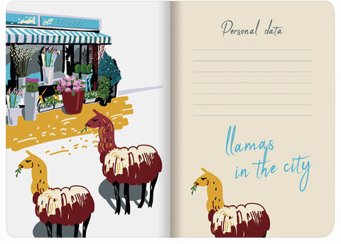 Тетрадь 40 л. в клетку обложка SoftTouch, бежевая бумага 70 г/м2, сшивка, А5 (147х210 мм), ЛАМЫ, BRAUBERG, 403776