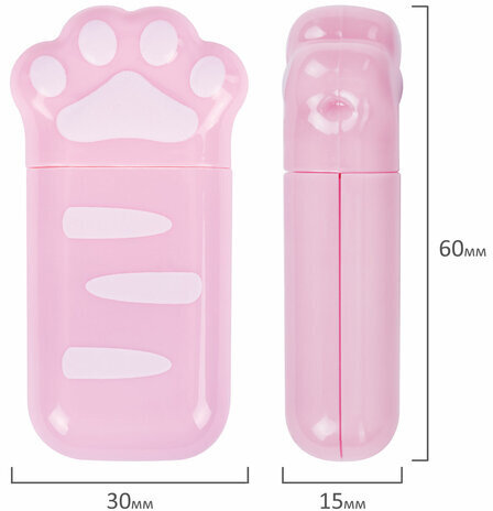 Корректирующая лента BRAUBERG KIDS "ЛАПКИ", 5 мм х 6 м, корпус розовый, блистер, 272497