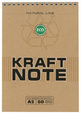 Блокнот А5 (165х205 мм), 60 л., гребень, картон, выборочный УФ-лак, клетка, ПЗБМ, Крафт, 099536