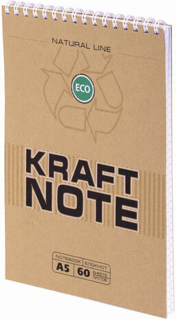 Блокнот А5 (165х205 мм), 60 л., гребень, картон, выборочный УФ-лак, клетка, ПЗБМ, Крафт, 099536