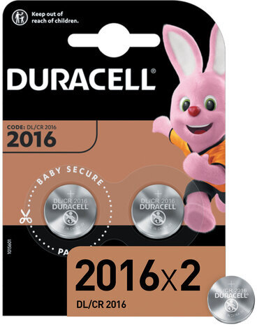 Батарейки DURACELL Lithium, CR2016, литиевые, КОМПЛЕКТ 2 шт., блистер