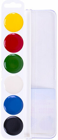 Краски акварельные ЮНЛАНДИЯ "ЮНЫЙ ВОЛШЕБНИК", медовые, 6 цветов, круглые кюветы, пластик, 192357