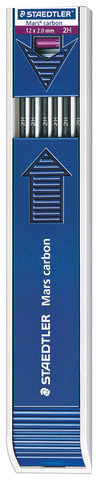 Грифель для цангового карандаша 130 мм STAEDTLER (Германия) "Mars", 2H, 2 мм, КОМПЛЕКТ 12 шт., 200-2H
