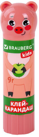 Клей-карандаш "Зверята: кошка, мышка, хрюшка", 9 г, фигурный колпачок, 3 шт./блистер, BRAUBERG KIDS, 271141