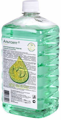 Антисептик для рук и поверхностей спиртосодержащий (70%) 1 л АЛЬТСЕПТ, дезинфицирующий, жидкость, крышка