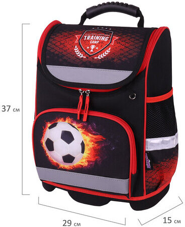 Ранец ЮНЛАНДИЯ WISE, 1 отделение, 3 кармана, устойчивое дно, "Football camp", 37x29х15 см, 271400