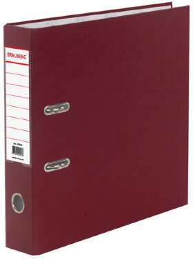 Папка-регистратор BRAUBERG с покрытием из ПВХ, 70 мм, бордовая (удвоенный срок службы), 220892