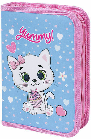 Пенал ПИФАГОР, 1 отделение 2 откидные планки, полиэстер, 20х14 см, "Yummy Cupcakes", 271512