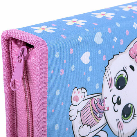 Пенал ПИФАГОР, 1 отделение 2 откидные планки, полиэстер, 20х14 см, "Yummy Cupcakes", 271512