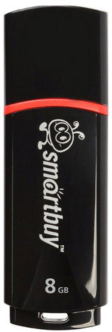 Флеш-диск 8 GB, SMARTBUY Crown, USB 2.0, черный, SB8GBCRW-K