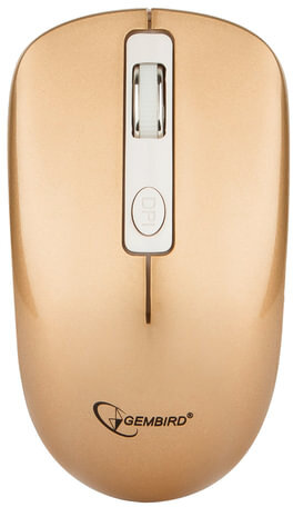 Мышь беспроводная бесшумная GEMBIRD MUSW-400-G, 3 кнопки+1 колесо-кнопка, оптическая, бело-золотая