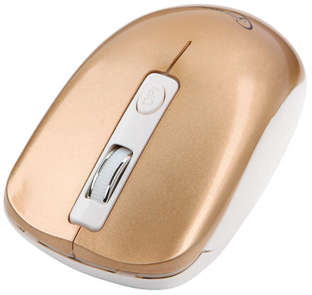 Мышь беспроводная бесшумная GEMBIRD MUSW-400-G, 3 кнопки+1 колесо-кнопка, оптическая, бело-золотая