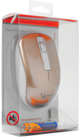 Мышь беспроводная бесшумная GEMBIRD MUSW-400-G, 3 кнопки+1 колесо-кнопка, оптическая, бело-золотая
