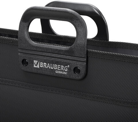 Папка-портфель пластиковая БОЛЬШОГО ФОРМАТА BRAUBERG "ПОРТФОЛИО" А3 (470х380х130 мм), 3 отделения, черная, 223081