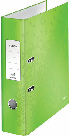 Папка-регистратор LEITZ &quot;WOW&quot;, механизм 180°, ламинированная, 80 мм, зеленая, 10050054