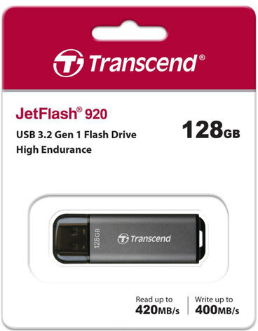 Флеш-диск 128GB TRANSCEND JetFlash 920, разъем USB 3.2, серый, TS128GJF920