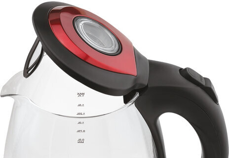 Чайник SCARLETT SC-EK27G99, 1,7 л, 2200 Вт, закрытый нагревательный элемент, стекло, красный