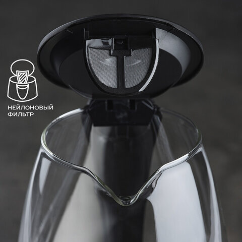 Чайник SCARLETT SC-EK27G99, 1,7 л, 2200 Вт, закрытый нагревательный элемент, стекло, красный