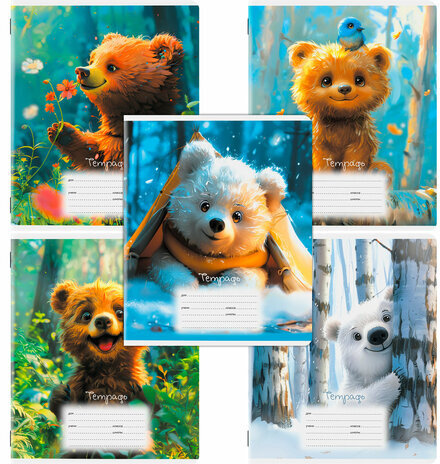 Тетрадь 12 л. ЮНЛАНДИЯ, клетка, обложка картон, МИШКИ, 107275