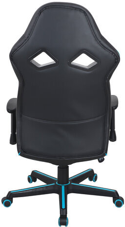 Кресло компьютерное BRABIX "Storm GM-006", регулируемые подлокотники, экокожа, черное/голубое, 532501