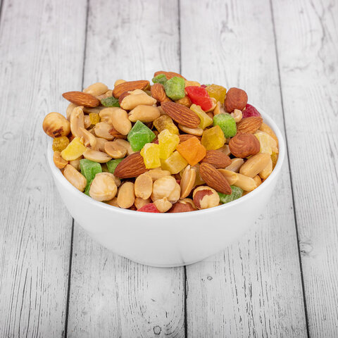 Ореховая смесь жареная, WELDAY, фундук, миндаль, арахис, кешью, ананас, 1000 г, 622479