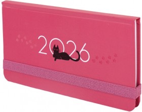 Еженедельник датированный 2026 с резинкой 171х93 мм, BRAUBERG, твердый, УФ-ЛАК, 64 л., &quot;Кот&quot;, 117349