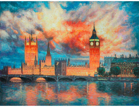 Картина стразами (алмазная мозаика) 40х50 см, ОСТРОВ СОКРОВИЩ "Небо Лондона", на подрамнике, 662592